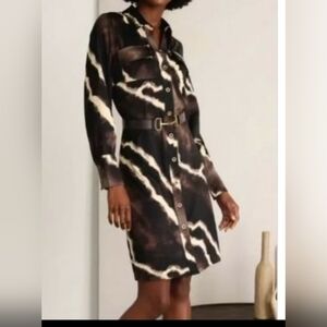 K Design Black and Tan Notched Collar Dress